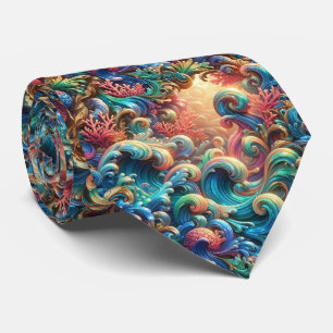 Corbata para Amantes de la Playa Patrón de Coral