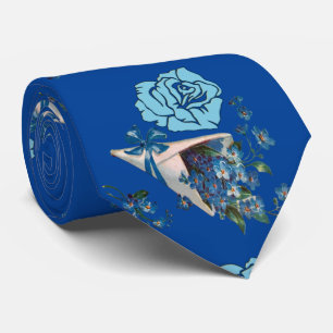 Corbata Para él Rosa Rústico Azul Oscuro Valentine Floral