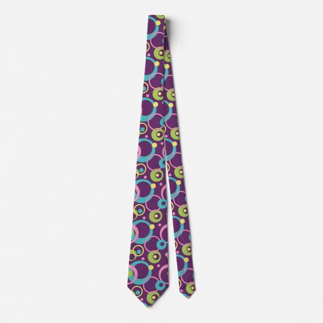 Corbata para hombre de círculos púrpura funky (Anverso)