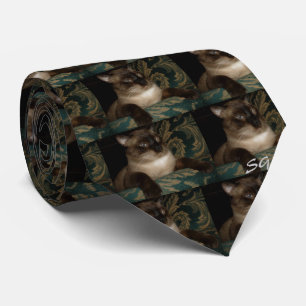 Corbata para hombres amante de los gatos siameses