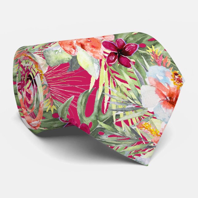 Corbata Paraíso tropical de PixDezines Foliage floral (Enrollado)