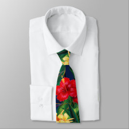 Corbata Paraíso Tropical Hibiscus Hawaiian Dos Bandos