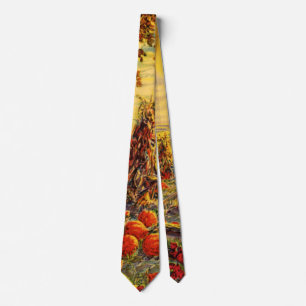 Corbata Parche de calabaza vintage de Halloween con monton