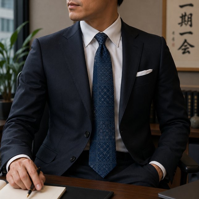 Corbata Parche de Sashiko Azul (Subido por el creador)