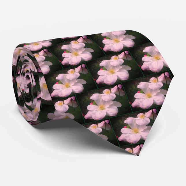 Corbata Pareja blanca de flores Clematis (Enrollado)