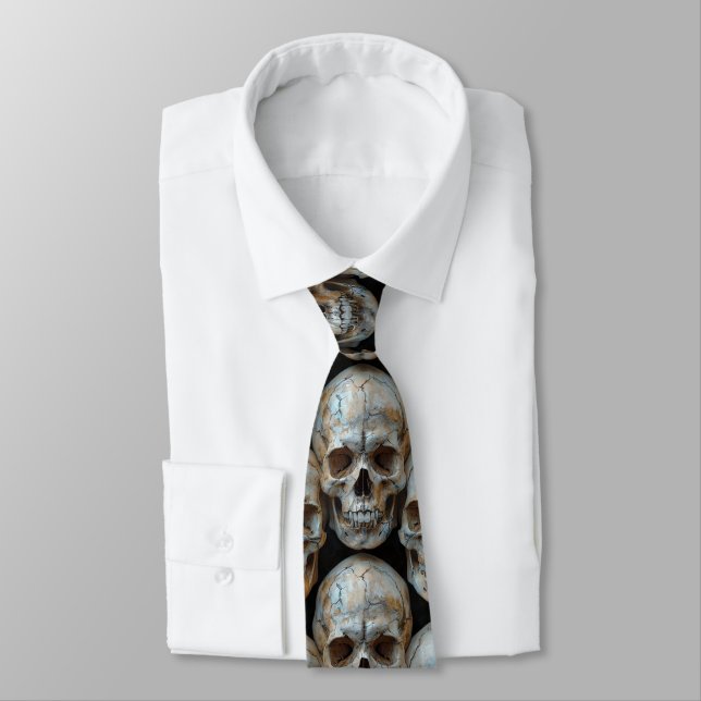 Corbata París Catacumbas apiladas calaveras laca de cuello (Atado)