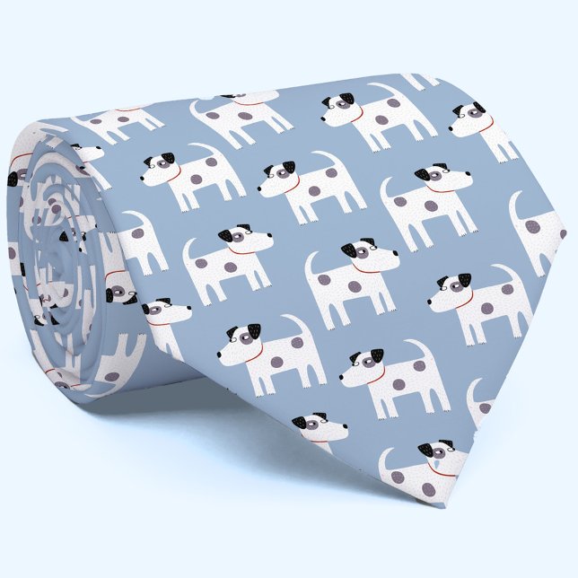 Corbata Parson Jack Russell Terrier Dog Pattern Blue (Jack Russell Parson Terrier dog pattern tie for animal lovers)