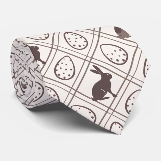 Corbata Pascua de Cuadros Marrones (Enrollado)