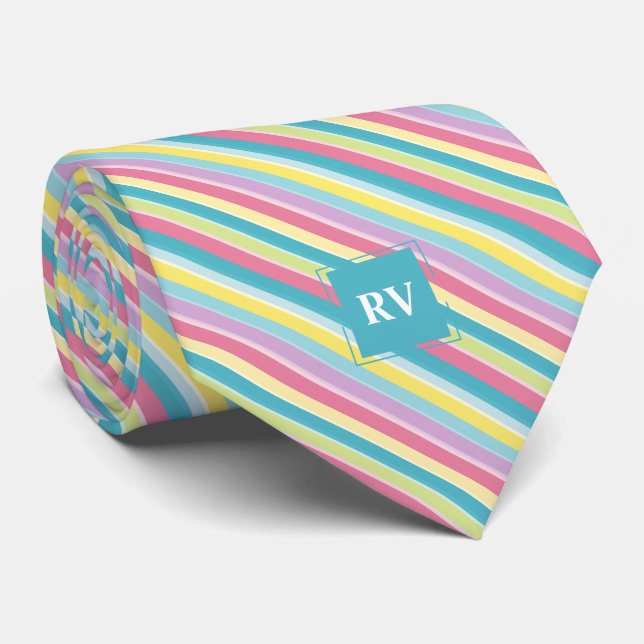 Corbata Pascua Pastel Monogramado (Enrollado)