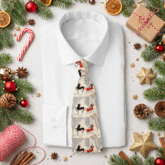 Corbata Paseo en Trineo Navideño Vintage Art Déco