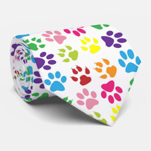 Corbata Pasta de colores, patas de perro, patas de gato