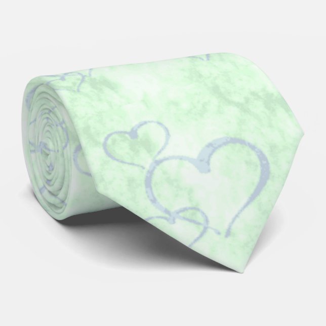 Corbata Pastel azul Verde San Valentín Corazón de los zapa (Enrollado)
