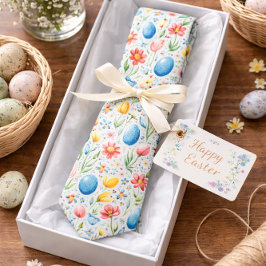 Corbata Pastel de Pascua con flores y huevos