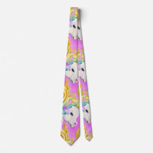 Corbata Pastel de Unicornio colorido con acento rococó