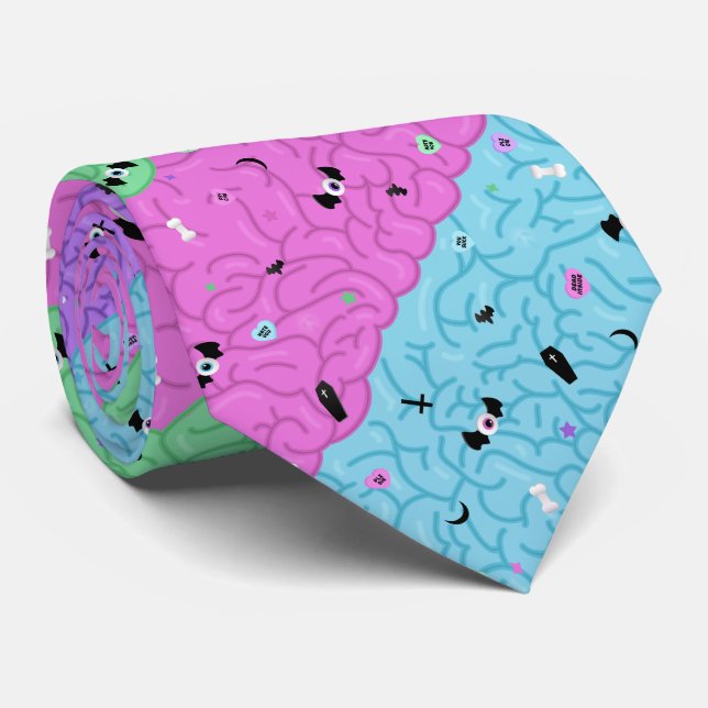 Corbata Pastel Goth Brains (Enrollado)