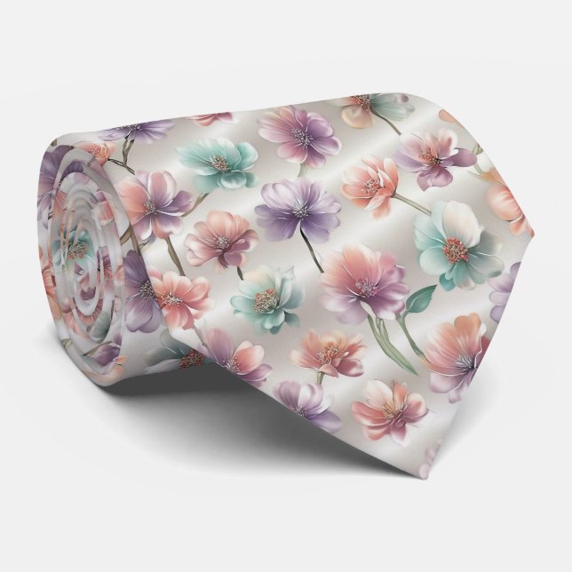 Corbata Pastel Gradient Floral Pattern (Enrollado)