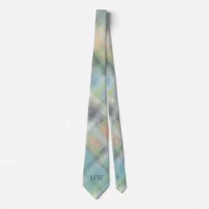 Corbata Pastel Monograma verde Verde azulado amarillo gris