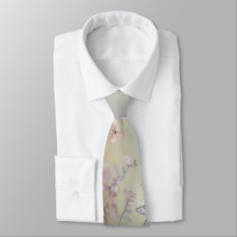 Corbata Pastel pink floral and butterfly pattern