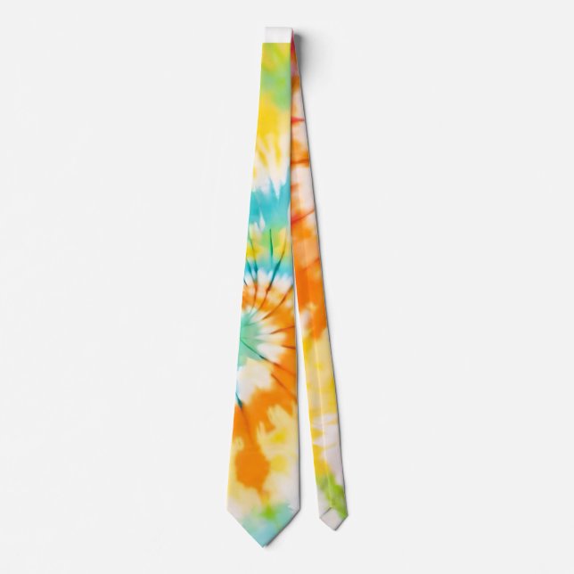 Corbata Pastel Rainbow Tie Dye Spiral Pattern (Anverso)
