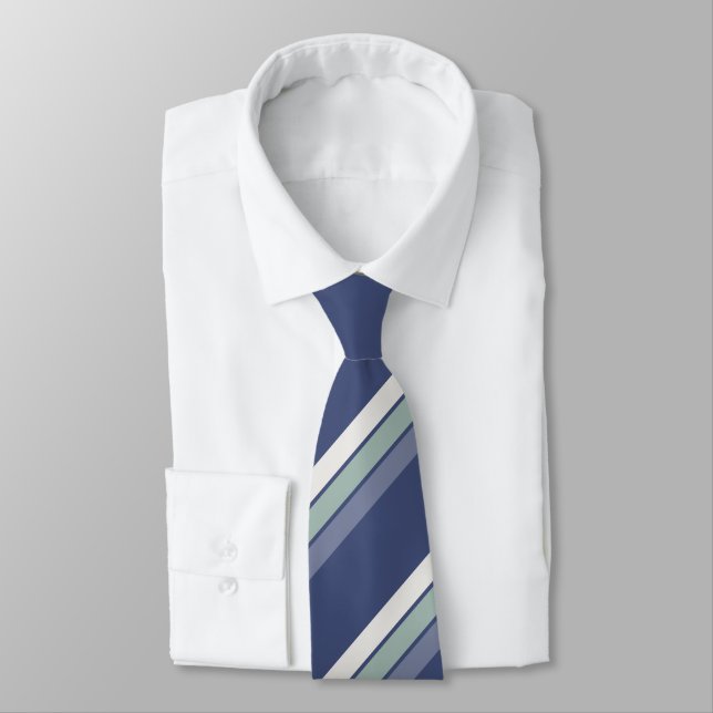 Corbata Pastel Verde Vidriado Marino Blanco Rayas  (Atado)