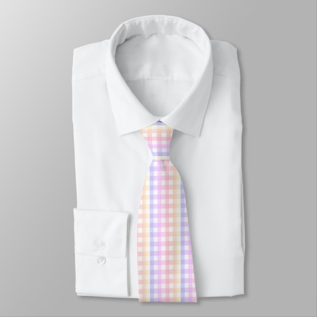 Corbata Pastel Vichy Arcoíris  (Atado)