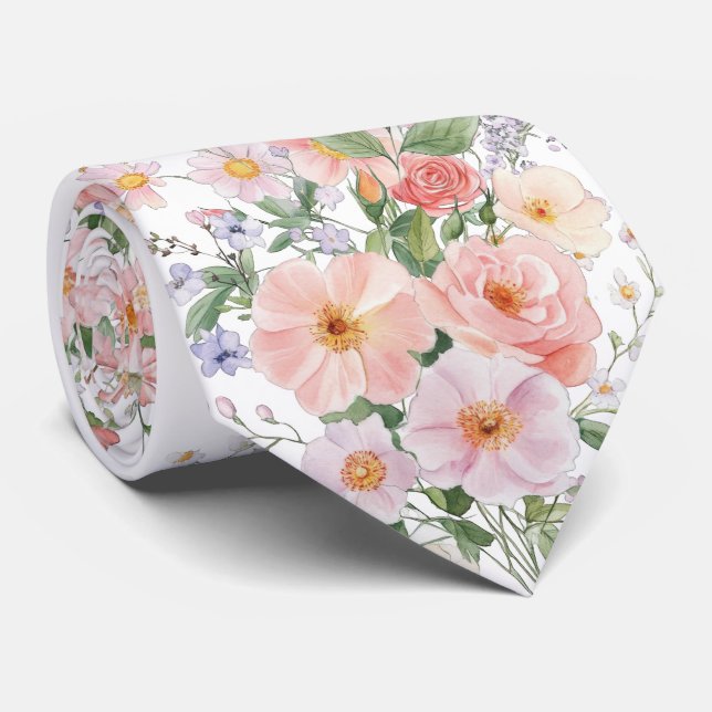 Corbata Pastel wildflowers neck tie (Enrollado)