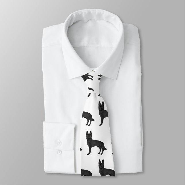 Corbata Pastor Alemán Negro Patrón de Perro de Dibujos Ani (Atado)