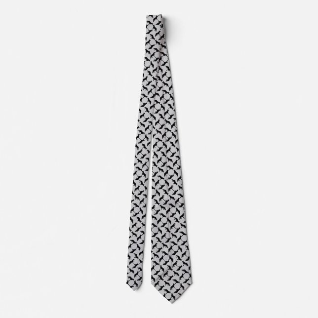 Corbata Pastor Alemán negro sobre gris (Reverso)