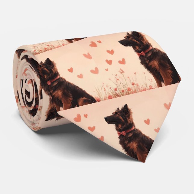 Corbata Pastor de Anatolia con Rosas - Día de San Valentín (Enrollado)