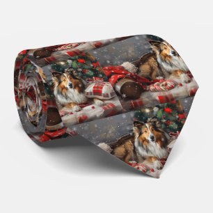 Corbata Pastor de Shetland Navidad Festiva