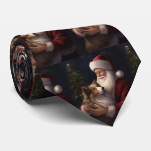 Corbata Pastor de Shetland Santa Claus Festivo Navidad