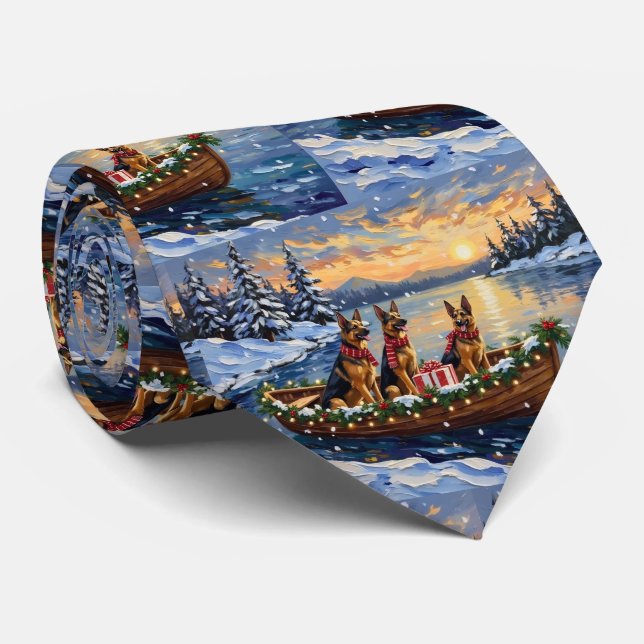 Corbata Pastore Alemán Navidad Barco Fiesta (Enrollado)