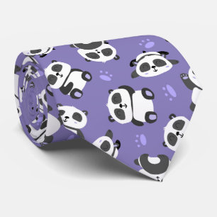 Corbata Pata de adorable oso panda fondo azul