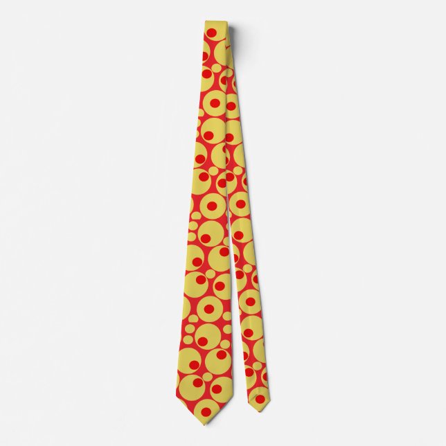 Corbata Pata de puntos de polka rojo y dorado (Anverso)