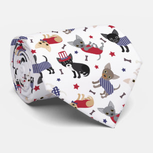 Corbata Patriotic Chihuahua Pattern