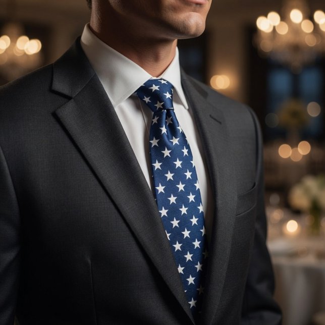 Corbata Patriótico Patrón de Estrellas Azules y Blancas Am (Subido por el creador)