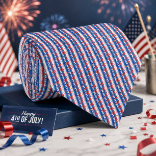 Corbata Patriótico Rojo Blanco Azul Estrellas Rayas Patrón