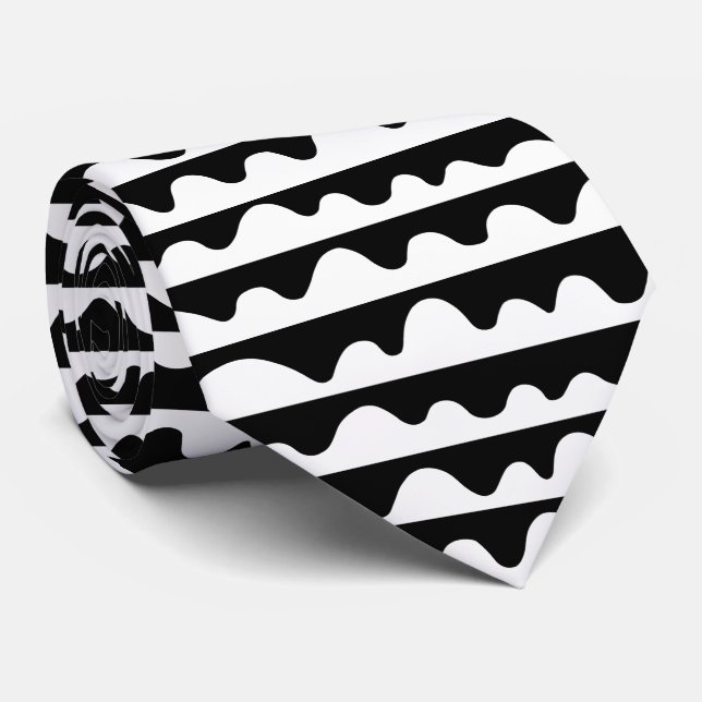 Corbata Patrón 020815 - Blanco sobre negro (Enrollado)
