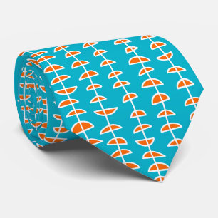 Corbata Patrón 080515- Blanco y Naranja en Aqua Blue