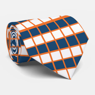 Corbata Patrón a cuadros azul blanco naranja