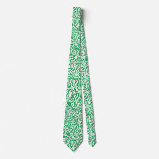 Corbata Patrón abstracto 110523 - Blanco sobre Kelly Green