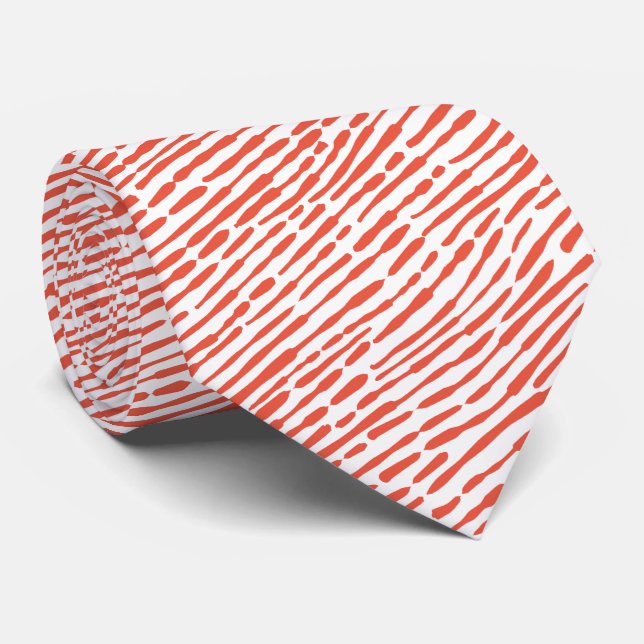Corbata Patrón abstracto 140523 - Naranja rojo y blanco (Enrollado)