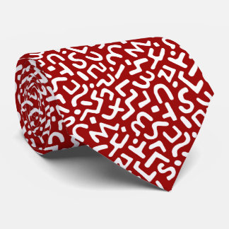 Corbata Patrón abstracto 170822 - Blanco sobre rojo rubí