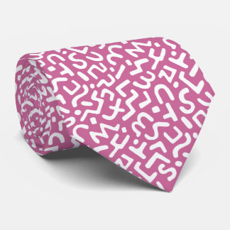 Corbata Patrón abstracto 170822 - Blanco sobre Rosa polvor