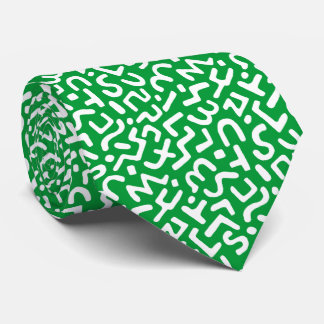 Corbata Patrón abstracto 170822 - Blanco sobre verde de hi