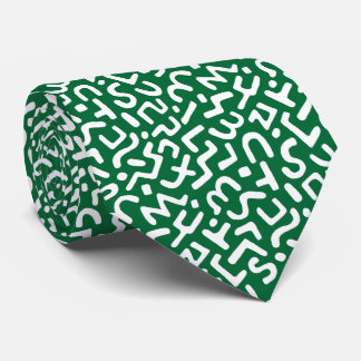 Corbata Patrón abstracto 170822 - Blanco sobre verde fores