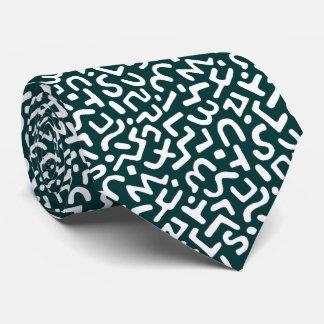 Corbata Patrón abstracto 170822 - Blanco sobre verde oscur