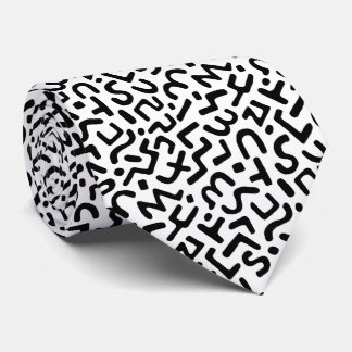 Corbata Patrón abstracto 170822 - Negro sobre blanco
