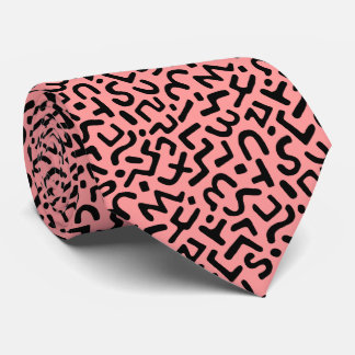Corbata Patrón abstracto 170822 - Negro sobre rosa suave