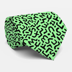Corbata Patrón abstracto 170822 - Negro sobre verde de men